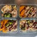 Pulled Chicken Bowls with Sweet Potatoes and Rice