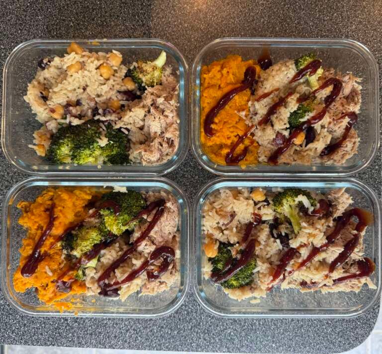 Pulled Chicken Bowls with Sweet Potatoes and Rice 2